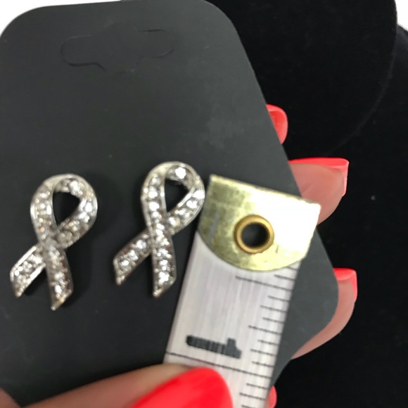 Silvertone Sparkle Awareness Earrings - Picture 2 of 2